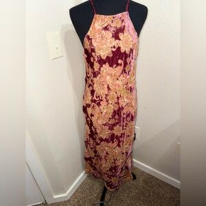 Dress Forum Floral Paisley Velvet Midi Dress- Size Large